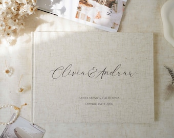 Wedding Guest Book, Engagement Signing Book, Linen Wedding Guest Book, Wedding Reception Guestbook, Hardbound Scrapbook, Gift For Wife