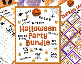 Halloween Kids Party Bundle. Ultimate Halloween Party. Fun Party actives for Halloween. Halloween games and signs for party. Instantdownload