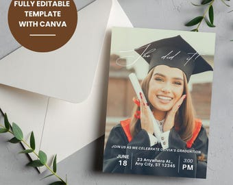 Editable Graduation Invitation | Digital Graduation Party Invite | Class of 2025 Template | Modern Grad Announcement | Instant Download