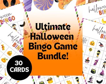 Halloween Bingo, Halloween Printable Bingo Game. Ultimate Halloween Bingo Pack, Unique Bingo Cards, Halloween Party Classroom Game, Bingo