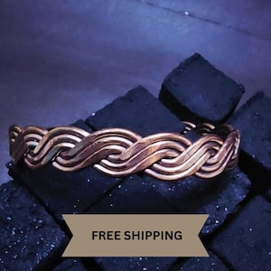 Braided Pure Copper Bracelet, Adjustable Minimalist Jewelry, Unisex, Handmade, Arthritis, Healing