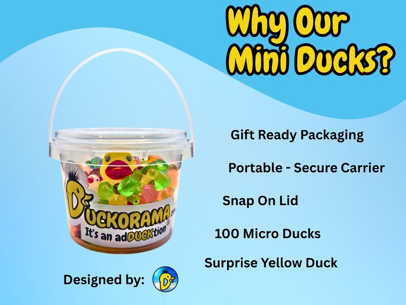 Translucent Mini Resin Ducks Bucket: 100 Count Gift Exchange Set With ...
