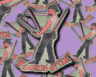 One Piece Zoro Meme 4 swords Style Sticker