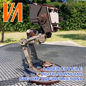 Star Wars All Terrain Scout Transport AT-ST in scala 1:50, file tagliato al laser, DXF in formato svg con dettagli elevati