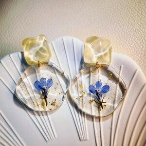 Whimsical Blue Blossom Earrings - Pressed Forget Me Not Flowers | Unique Resin Earrings with Dried Forget Me Nots