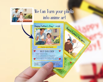 Carte de fête des pères, carte d'art photo personnalisée, meilleure carte de portefeuille pour papa, carte à insérer dans le portefeuille, cadeau personnalisé pour la fête des pères d'un enfant, cartes de papa super-héros