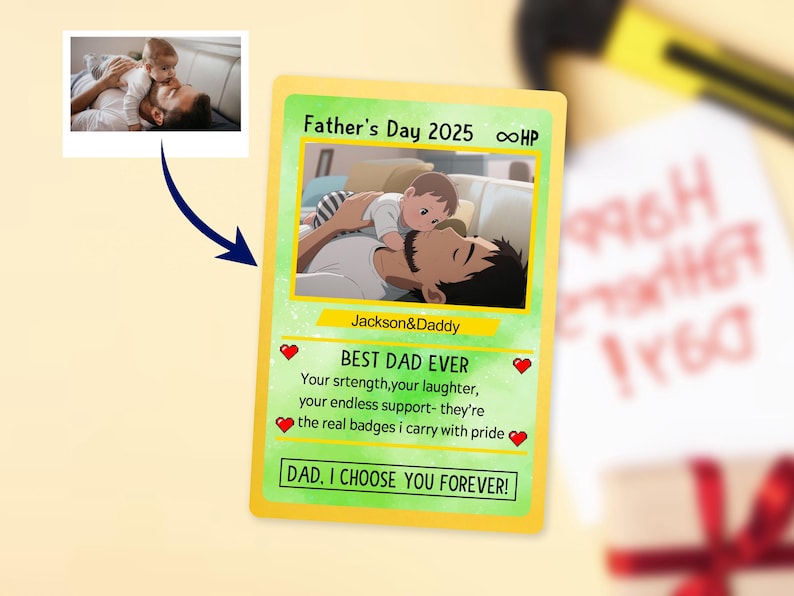 Carte Pokémon personnalisée fête des pères, cadeaux PokeDad, carte portefeuille en métal personnalisée pour papa, cadeau fête des pères pour papa, cadeau pour lui, cadeau fête des pères image 3