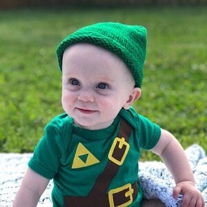 READY TO SHIP Great cosplay birthday Present or baby shower gift bodysuit Inspired by Legend of Zelda, Link sewn cotton applique