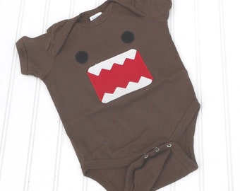 READY TO SHIP Great cosplay birthday Present or baby shower gift Gift Domo Inspired bodysuit sewn cotton applique