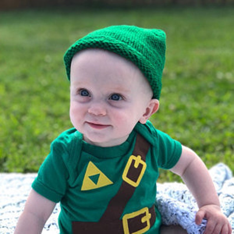 READY TO SHIP Great Halloween Costume / Cosplay  or Baby Shower Gift bodysuit Inspired by Legend of Zelda, Link sewn cotton applique 