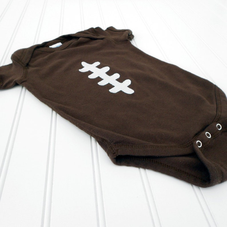 READY TO SHIP Great cosplay birthday Present or baby shower gift bodysuit Football sewn applique for boys or girls image 2