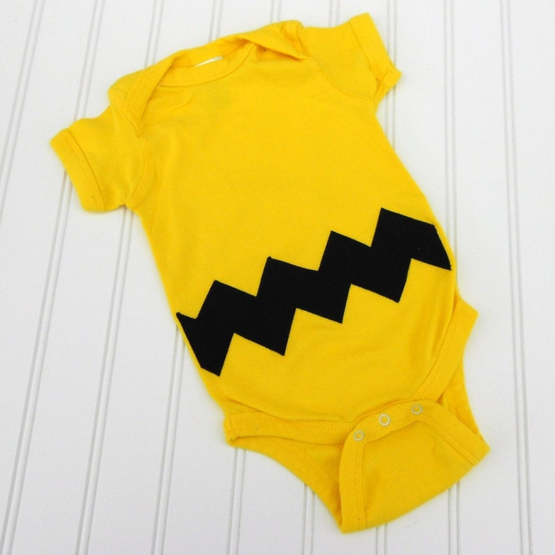 READY TO SHIP Great cosplay birthday Present or baby shower gift Charlie Brown inspired sewn cotton zig zag chevron applique image 3