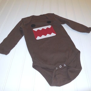 READY TO SHIP Great cosplay birthday Present or baby shower gift Domo Inspired long sleeve bodysuit sewn cotton applique image 2