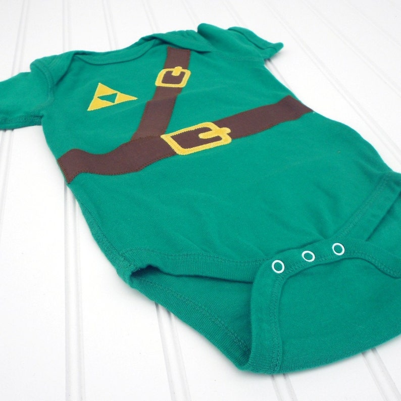 READY TO SHIP Great cosplay birthday Present or baby shower gift bodysuit Inspired by Legend of Zelda, Link sewn cotton applique image 4