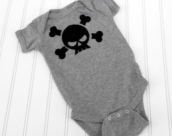 READY TO SHIP Great cosplay birthday Present or baby shower gift bodysuit Skull sewn cotton applique