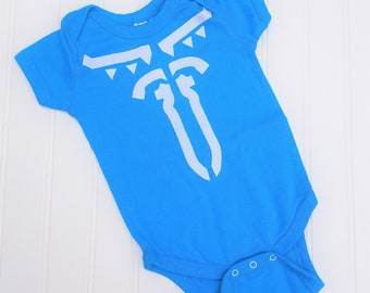 READY TO SHIP Great cosplay birthday Present or baby shower gift Inspired by Legend of Zelda, Link sewn cotton applique bodysuit