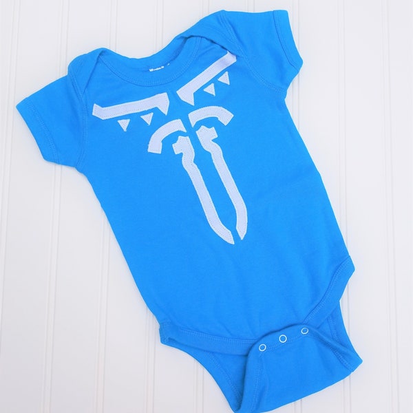 READY TO SHIP Great cosplay birthday Present or baby shower gift Inspired by Legend of Zelda, Link sewn cotton applique bodysuit