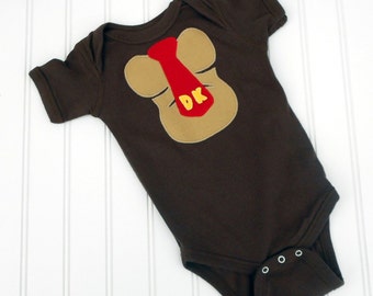 READY TO SHIP Great cosplay birthday Present or baby shower gift Donkey Kong inspired bodysuit sewn cotton applique