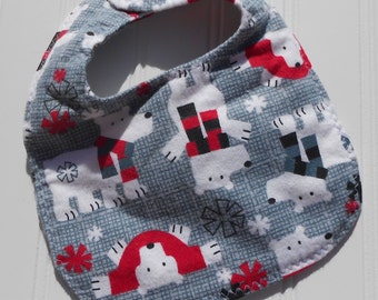 READY TO SHIP Great Present  100% cotton flannel baby bib - polar bear print Great Shower Gift