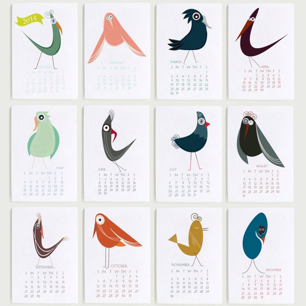 2014 Calendar Funny Birds