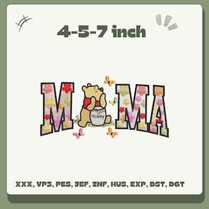 mama bear embroidery designs, honey bear embroidery design, yellow bear machine embroidery designs, Instant downloads mam bear design file
