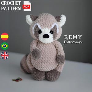 アライグマのかぎ針編みパターン、手作りのかぎ針編みぬいぐるみ、かぎ針編みアート、DIY、英語のあみぐるみPDFファイルチュートリアル、DIY糸工芸
