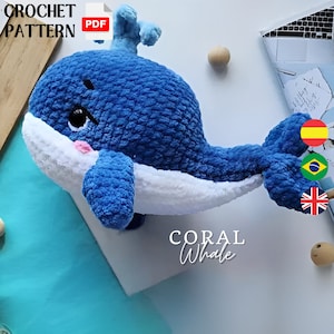 かぎ針編みのサメの編みぐるみパターン、ぬいぐるみ動物、クジラのおもちゃの編みぐるみパターン（英語 PDF）、かぎ針編みのジンベイザメ、海の動物、DIY
