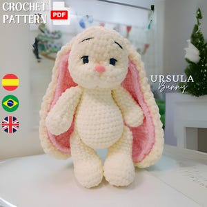 ぬいぐるみのスナッグラー ウサギのかぎ針編みパターン、イースター ウサギの抱きしめるぬいぐるみアミグルミ、幼児向けの抱きしめる赤ちゃん動物、PDF 即時ダウンロード