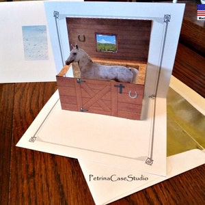 Horse in Stall Stable Pop-Up Card ITEM 1328 image 2