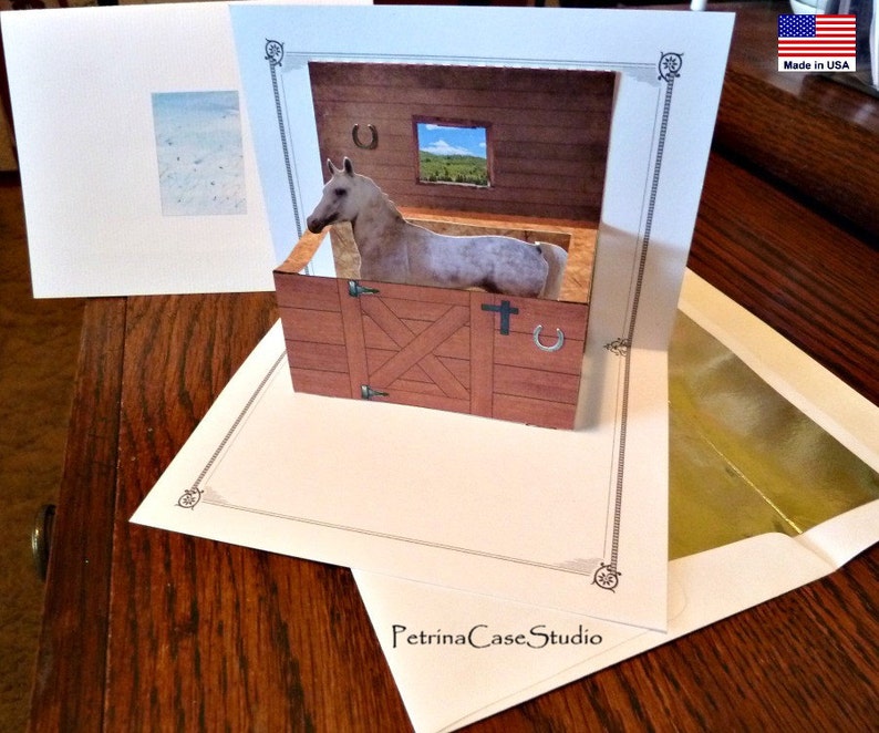 Horse in Stall Stable Pop-Up Card ITEM 1328 image 2