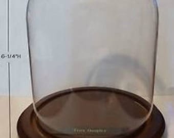 Glass Cloche Dome and Wood Base - NEW 6-1/2H x 5-3/4"W Rare Size