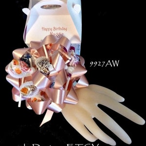 Candy Corsage Pin on or Wrist tie on Quinceanera Bat Mitzvah Birthday Bridal or Baby Shower image 3