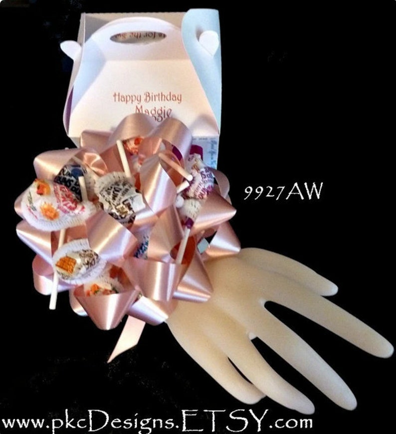 Candy Corsage Pin on or Wrist tie on Quinceanera Bat Mitzvah Birthday Bridal or Baby Shower image 3