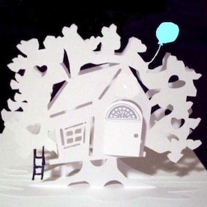 Tree House Pop-Up Card 180 gradi - con palloncino e scala -Item 7804T