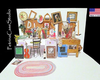 Art room miniature Pop-Up Card 5X7 -Blank Inside Hobby card 1869