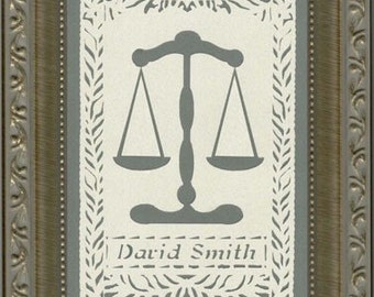 Law Scale Papercut Silhouette - Personalized Design 8934