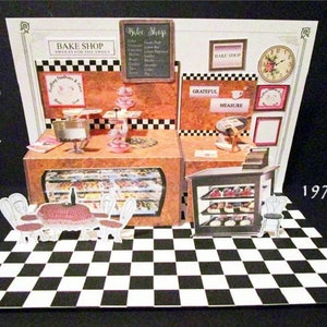 Cartão pop-up de padaria em miniatura para padaria 5X7-em branco dentro do cartão de hobby 1976