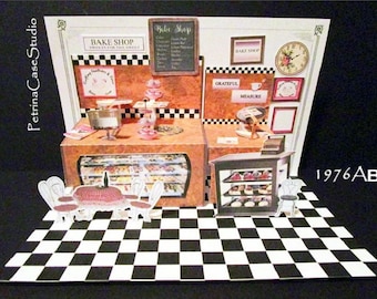 Bake Shop Miniature Bakery Pop-Up Card 5X7-Blank Inside Hobby card 1976