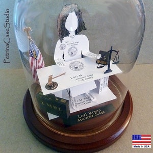 Lawyer Business Card Sculpture, Attorney or Judge-Barrister at desk. With USA flag Any Theme, Hobby, Sport or Profession NO. 8994 image 2