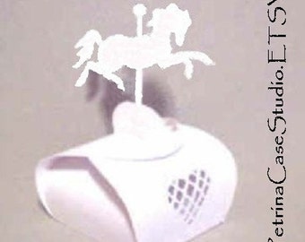 Horse Printable Digital PaTTERN favor BOX Carousel Horse 3"H x 1-3/4"W  Make as many as you like - item 8054s-pattern