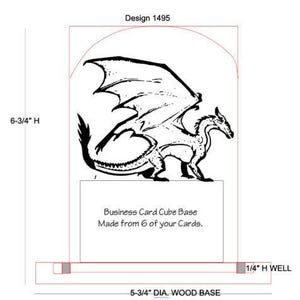 Dragon Business Card Sculpture Design 1495 or 1496 Upright Secured under Glass dome to a wood base Bild 4