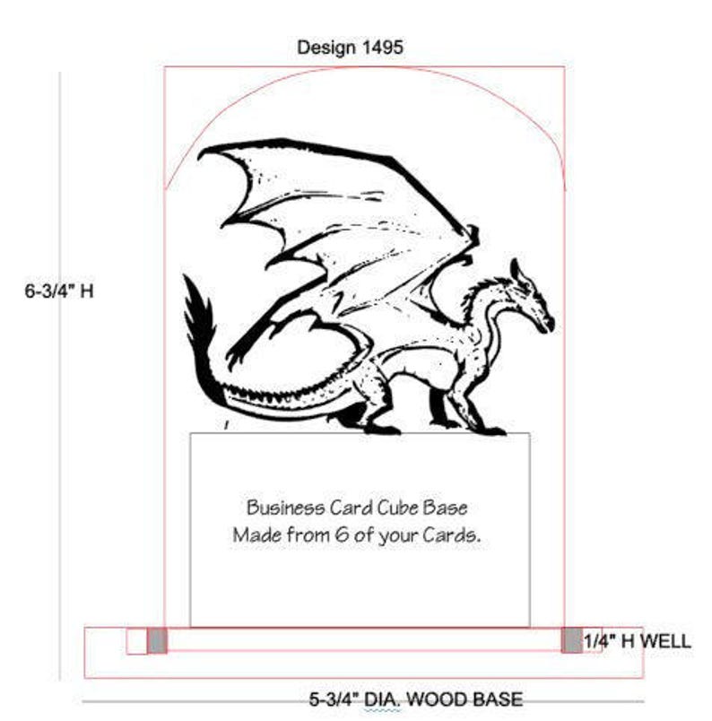 Dragon Business Card Sculpture Design 1495 or 1496 Upright Secured under Glass dome to a wood base Bild 4