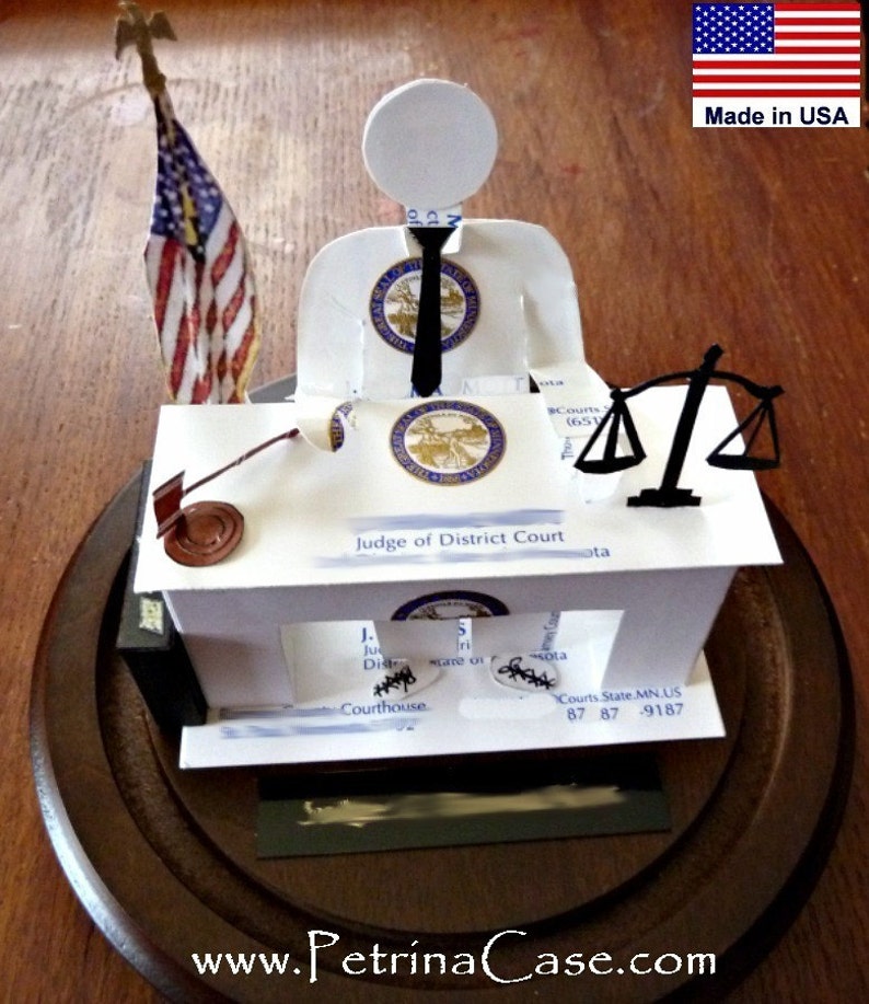 Lawyer Business Card Sculpture, Attorney or Judge-Barrister at desk. With USA flag Any Theme, Hobby, Sport or Profession NO. 8994 image 4