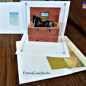 Horse in Stall Stable Pop-Up Card ITEM 1328 image 1