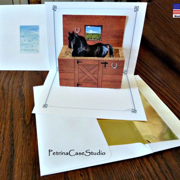 Horse in Stall Stable Pop-Up Card  -ITEM 1328