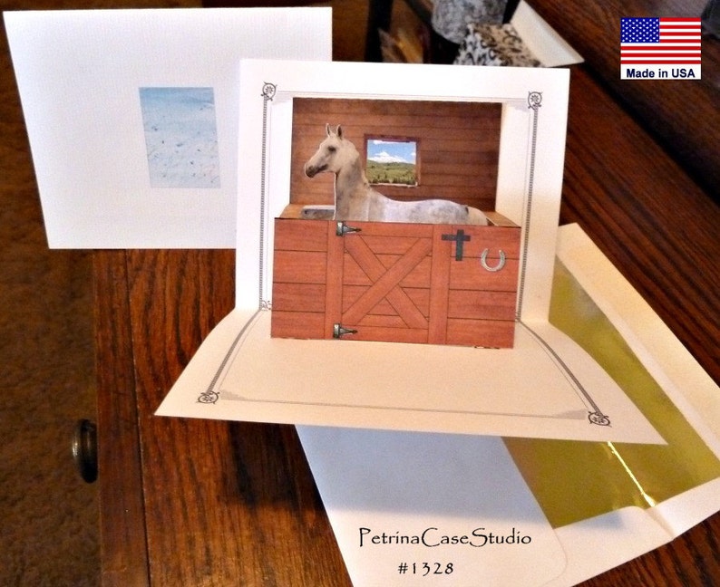 Horse in Stall Stable Pop-Up Card ITEM 1328 image 3