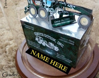 Grader Construction Paper Sculpture: Business Card Art, Heavy Equipment Gift
