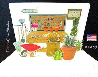 Gardener Pop-Up Card with tools 5X7 - Item 1835