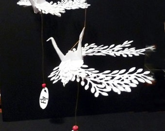 Bird Phoenix Paper Crane Inspirational message hanging window papercut