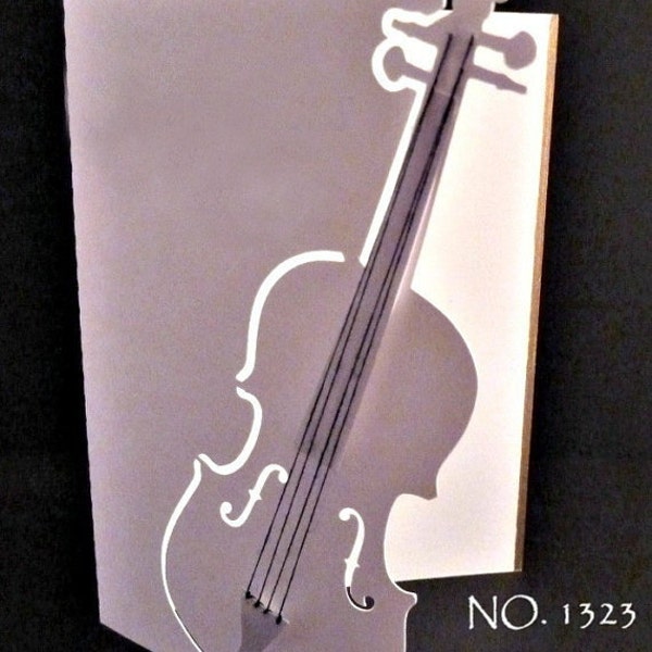 Violin Papercut card with 18KT. Gold Leaf and envelope - Over the edge card  Design 1323